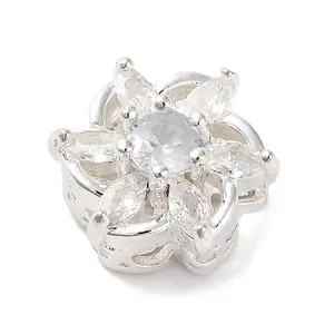 Rack Plating Brass Micro Pave Cubic Zirconia Beads