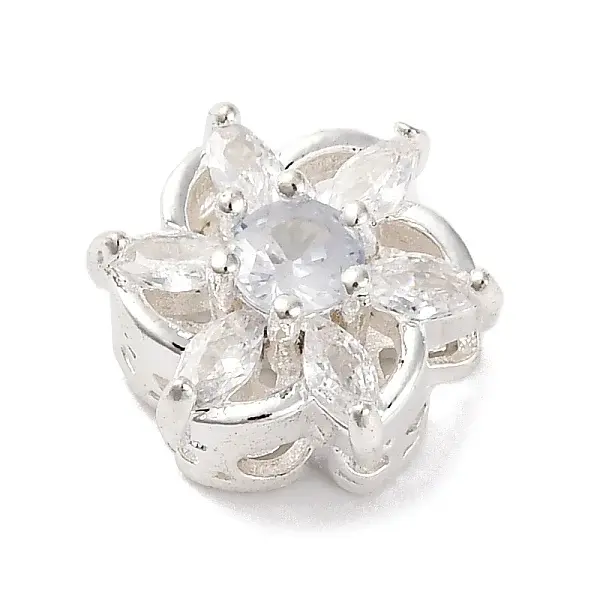 Rack Plating Brass Micro Pave Cubic Zirconia Beads