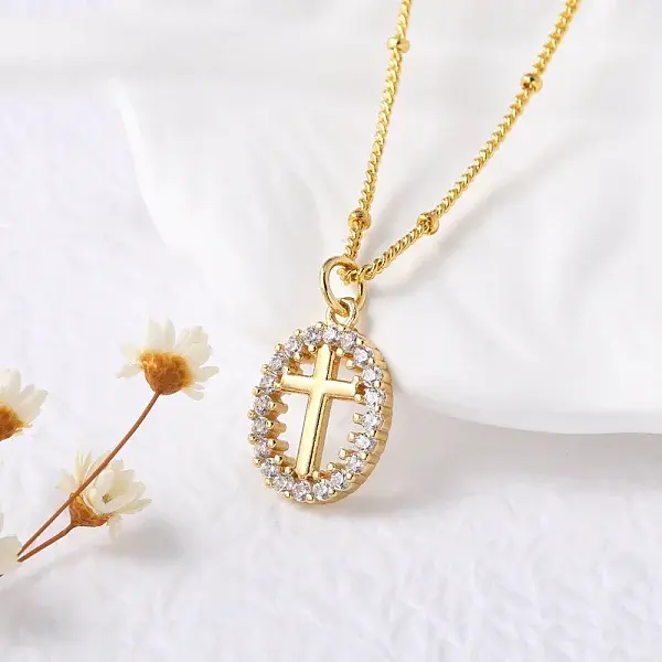 Brass Clear Cubic Zirconia Pendant Necklaces for Women