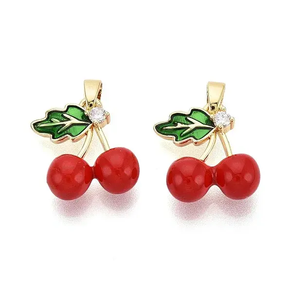 Brass Micro Pave Clear Cubic Zirconia and Enamel Pendants