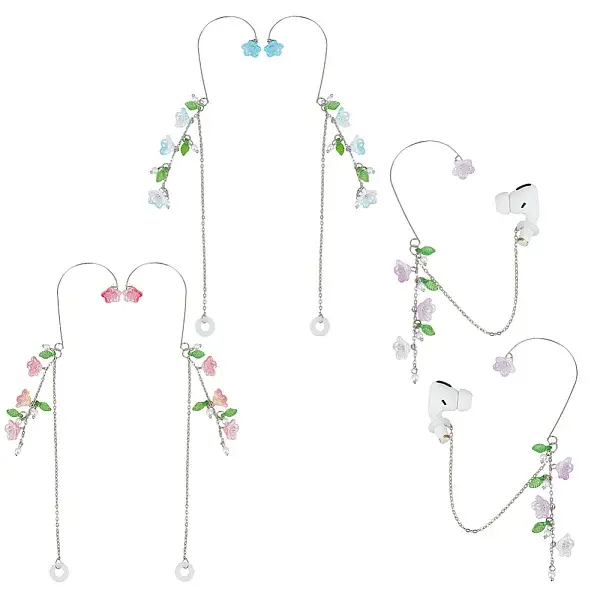 25Pcs 5 Style Brass Chain & Acrylic Headphone Decoration