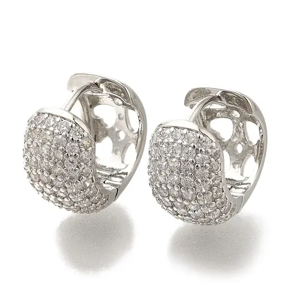 Rack Plating Brass Micro Pave Cubic Zirconia Hoop Earrings