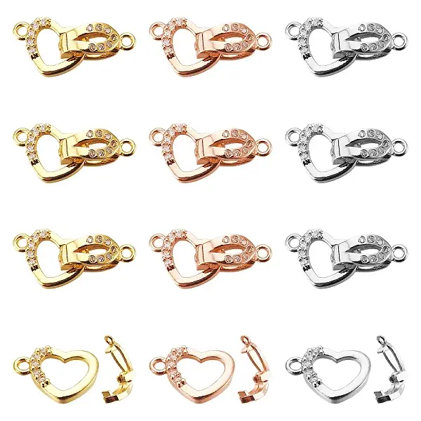 Brass Micro Pave Cubic Zirconia Fold Over Clasps