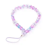 Frosted Round Spray Painted Glass Beaded Mobile Straps