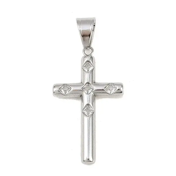 316 Surgical Stainless Steel & Clear Cubic Zirconia Pendants