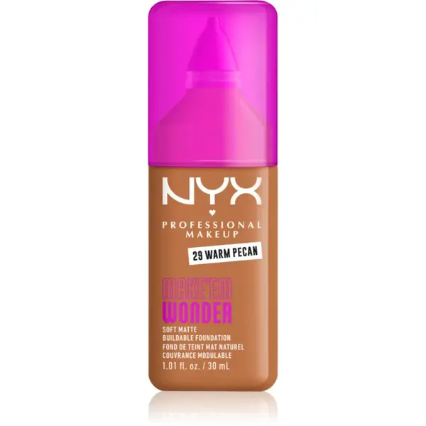 NYX Professional Makeup Make ‘Em Wonder lehký matující make-up odstín 29 Warm Pecan 30 ml