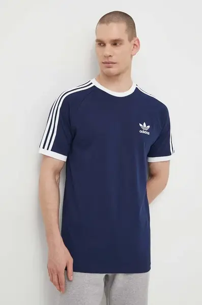 Bavlněné tričko adidas Originals Adicolor 3-Stripes tmavomodrá barva, IA4850