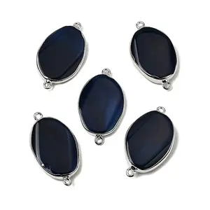 Natural Agate(Dyed & Heated) Oval Links Connector Charms