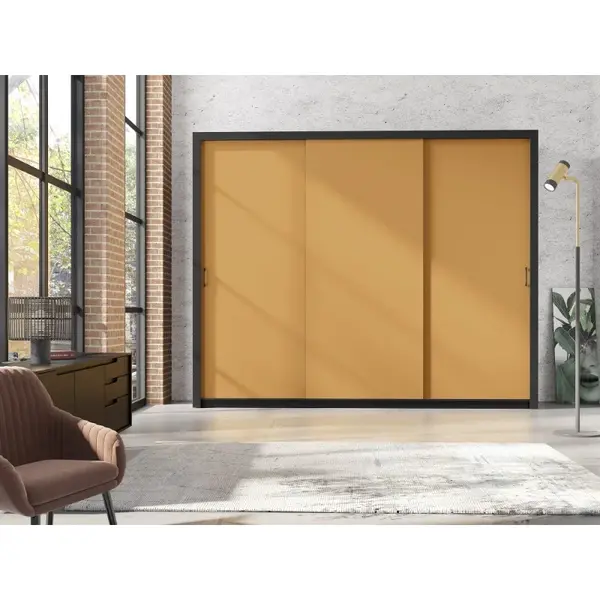 Šatní skříň Frama Barva korpusu: Černá, Rozměry: 255 cm, Dveře: Toffee