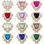 24Pcs 12 Colors Alloy Glass Cabochons