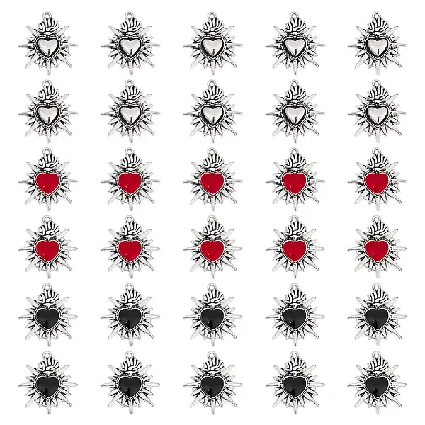 30Pcs 3 Styles Alloy Enamel Pendants
