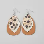 Leather Leopard Print Teardrop Dangle Earrings