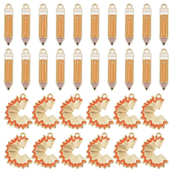 40Pcs 2 Styles Alloy Enamel Pendants