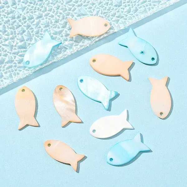 10Pcs Dyed Natural Shell Fish Pendants