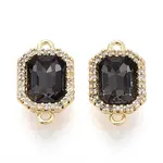 Brass Micro Pave Clear Cubic Zirconia and Glass Connector Charms