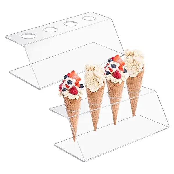 4-Hole Acrylic Display Stands for Ice Cream Cone