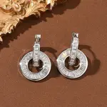 Brass Micro Pave Clear Cubic Zirconia Hoop Earrings