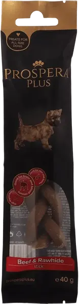 Pochoutka Prospera Plus Hovězí a surová kůže pletená tyčinka 1ks 15cm