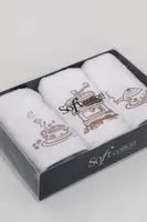Kuchyňské utěrky COFFEE, 3 ks Bílá