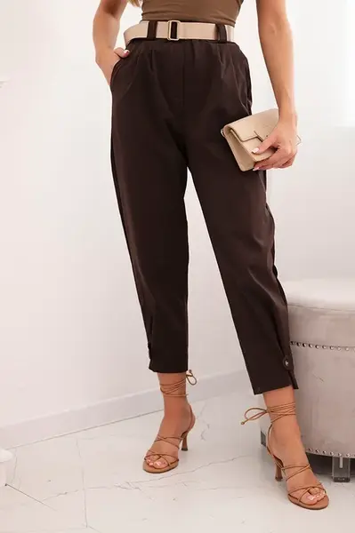 Kesi Włoski Summer Punto nohavice so zapínaním na nohavice hnedý