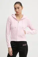 Velurová mikina Juicy Couture růžová barva, s kapucí, JCWAS125302