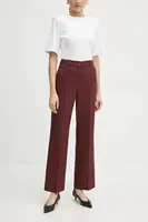 Kalhoty La Mania DEVIN dámské, červená barva, jednoduché, high waist, DEVIN