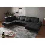 Sit & More SEDACÍ SOUPRAVA, textil, kůže, černá