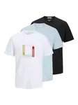 JACK & JONES Tričko  pastelovo modrá / čierna / biela