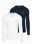 Ombre Set of men's SLIM FIT longsleeves with V neckline and logo 2-pack