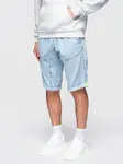 Ombre Men's short denim shorts with decorative stitching - light blue