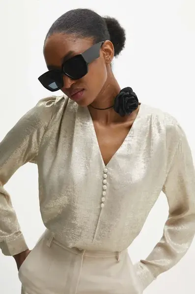 Halenka Answear.LAB dámská, zlatá barva, hladká