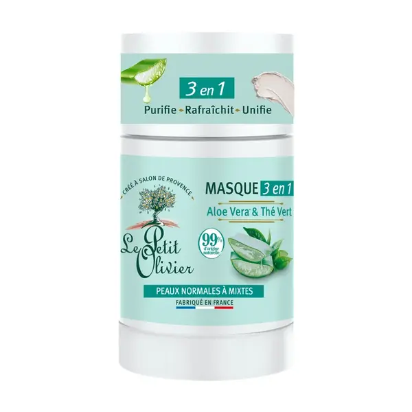 Le Petit Olivier Pleťová maska v tyčince 3v1 Aloe vera a zelený čaj 50 g