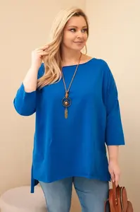 Plus Size dámská asymetrická halenka s náhrdelníkem