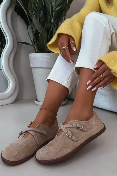 Kožené semišové mokasíny Zazoo N1271 béžové