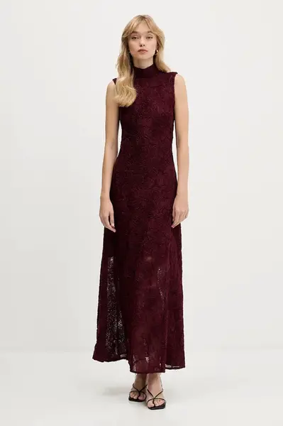 Šaty Rotate vínová barva, maxi, 1136172734