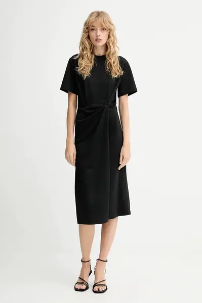 Šaty s příměsí vlny Sessun černá barva, midi, 25105015