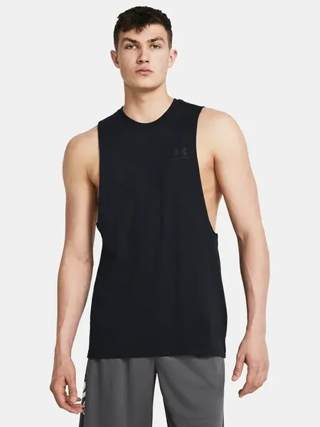 Pánské tílko Under Armour UA LEFT CHEST CUT OFF TANK-BLK - Pánské