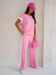 Resti Aurora Rosa – Pink cotton tracksuit set with wide trousers
