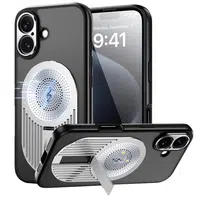Magnetic Phone Case for iPhone 16 Shockproof Bracket Aromatherapy & Heat-Dissipating Silver