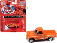 1976 Chevrolet Stepside Pickup Truck Tangier Orange with White Stripes 1/87 (HO) Scale Model Car by Classic Metal Works
