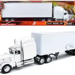 Peterbilt 379 Truck with Dry Goods Trailer White "Long Haul Trucker" Series 1/32 Diecast Model by New Ray