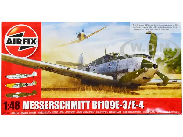 Level 2  Model Kit Messerschmitt Bf109E-3/E-4 Fighter Aircraft with 3 Scheme Options 1/48 Plastic Model Kit by Airfix