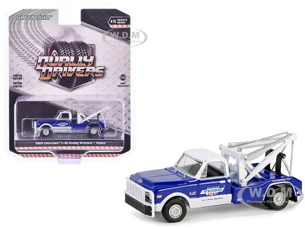 1969 Chevrolet C30 Dually Wrecker Tow Truck "Yenko" Blue with White Top "Dually Drivers" Series 15 1/64 Diecast Model Car by Greenlight