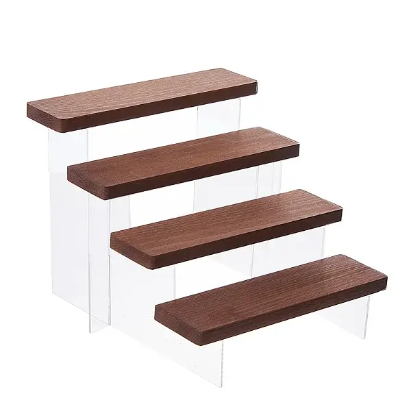 4-Tier Wood Acrylic Organizer Display Riser Rack