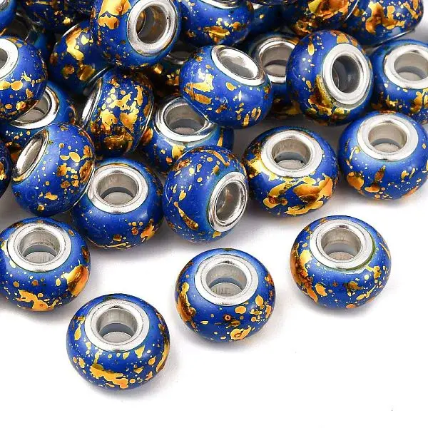 Opaque Resin Rondelle European Beads