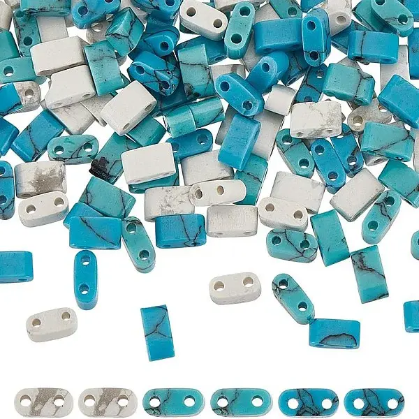 120Pcs 3 Styles Synthetic Turquoise & Howlite Beads
