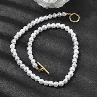 8MM White Round Plastic Pearl Beaded Necklaces for Women