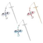 3Pcs 3 Colors Acrylic Dragon with Zinc Alloy Sword Pendant Bookmarks