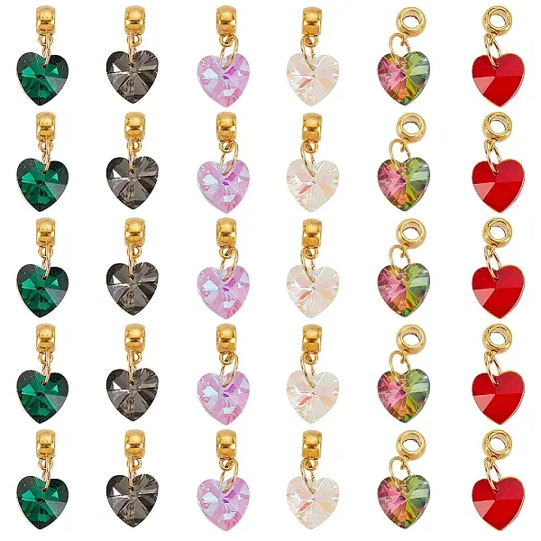 30Pcs 6 Color Glass Pendant