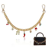 2Pcs Alloy Enamel Red Hot Pepper Mushroom Charm Aluminum Curb Chain Bag Decorative Chains